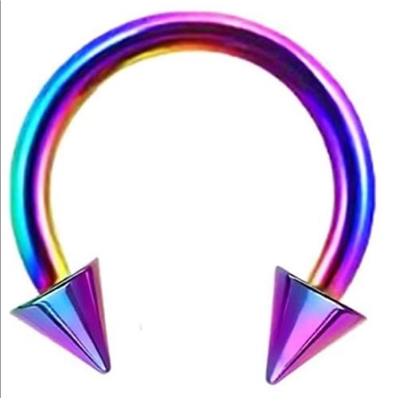 Spiked Horseshoe Ring Hoop 16g 8mm 5/16" Lip Nose - Picture 7 of 10